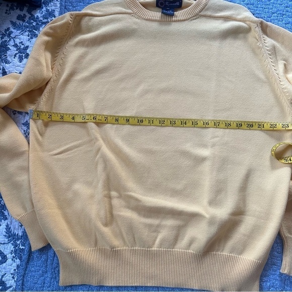 Faconnable Crew Neck 100% Cotton Pull Over Knit Yellow Sweater Logo Size XL - Picture 9 of 10